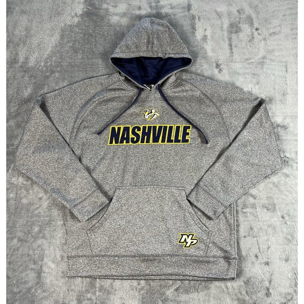 NHL Men’s Nashville Predators Hoodie Pullover Size L Gray Long Sleeve Drawstring